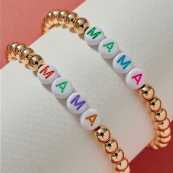 Last 1! ✨ Gold Beaded Mama Stretch Bracelet - Picture 2 of 4